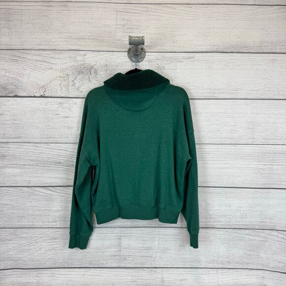 American Eagle Women's Green Henley Sherpa Collar Sweatshirt Size Medium - Picture 7 of 9